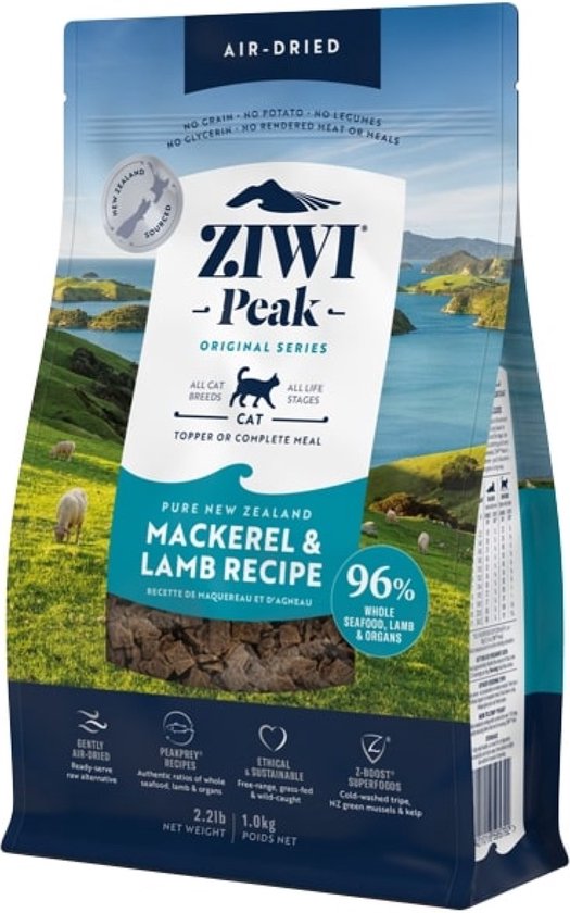 Ziwi Peak Kattenvoeding Air-Dried Mackerel & Lamb 1 kg