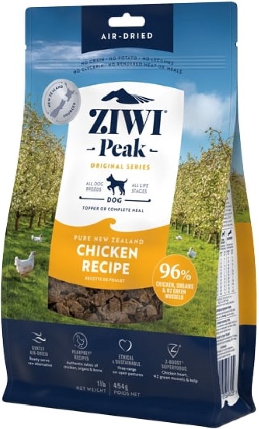 Ziwi Peak Dog Gently Air-Dried Hondenbrokken - Kip - 454 g