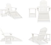 vidaXL Chaise de jardin Adirondack avec repose-pieds Blanc massif Blanc - Chaise Adirondack - Chaises Adirondack - Chaise Adirondack avec repose-pieds et table - Chaises Adirondack avec Repose-pieds et Tables