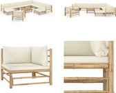 vidaXL 12-delige Loungeset met crèmewitte kussens bamboe - Tuinset - Tuinsets - Loungeset - Loungesets