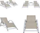 vidaXL Chaises longues 2 pcs avec table Aluminium Crème - Chaise longue - Chaises longues - Chaise longue - Chaises longues