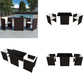 vidaXL-3 pièces- Ensemble Set de bistro avec coussins-poly-rotin-marron - Table à manger avec Chaises pour le Jardin - Tables à manger avec Chaises pour le Jardin - Mobilier de jardin - Table et Chaises de jardin