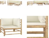 vidaXL 7-delige Loungeset met crèmewitte kussens bamboe - Tuinset - Tuinsets - Loungeset - Loungesets