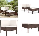 vidaXL 2-delige Loungeset met kussens poly rattan bruin - Tuinbank - Tuinbanken - Loungebank - Loungebanken