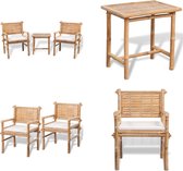 vidaXL Ensemble Set de bistro 3 pièces avec coussins Bambou - Table et chaise de jardin - Tables de jardin et Chaises de jardin - Set de table de jardin - Ensembles de table de jardin