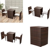 vidaXL 3-delige Bistroset met kussens poly rattan bruin - Eetset - Eetsets - Buiten Eetset - Buiteneet Sets