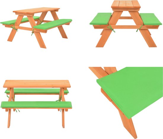 vidaXL Kinderpicknicktafel met banken 89x79x50 cm massief vurenhout - Kinderpicknicktafel - Kinderpicknicktafels - Picknicktafel - Picknicktafels