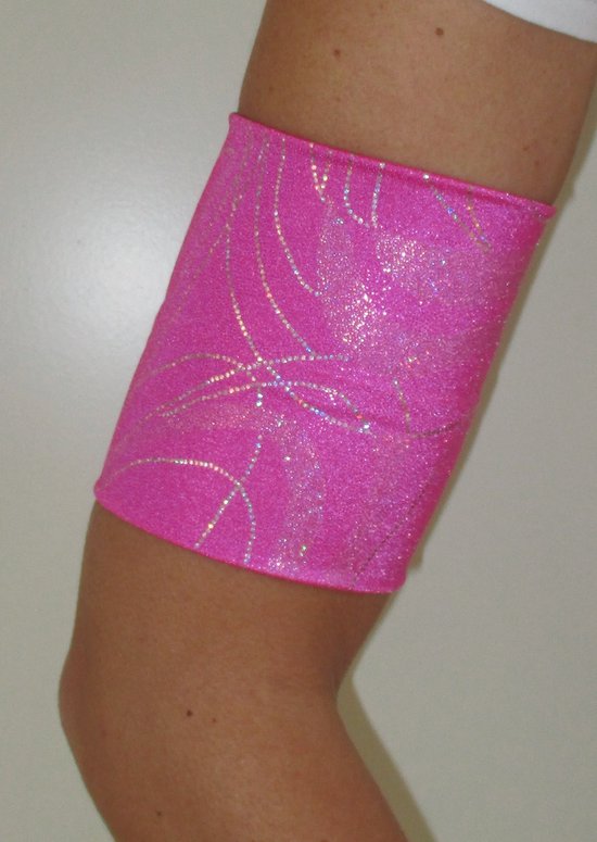 Foto: Roze lycra sensorband armbandmet zilverdraad van 39 40 cm ter bescherming van de omnipod of sensor ivm diabetes geschikt om mee te zwemmen beschermt de sensor zoals de freestyle libre of de omnipod