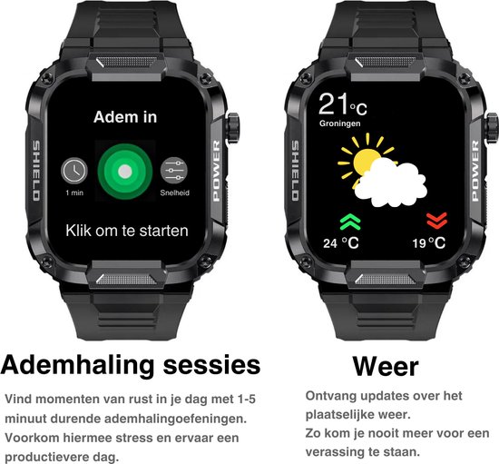 Kiraal Wave - Élégance masculine - Conception de montre intelligente robuste - Android et iOS - Design vert armée élégant