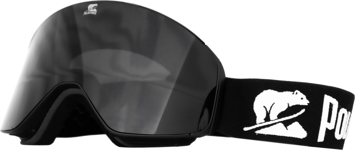 Luxe Magnetische Snowboardbril / Skibril Zwarte Lens Zwart Frame + Beschermcase & Microfiber hoes - PolarShred - Anti fog - Cat.3 - 100% UV Bescherming - VLT 16%