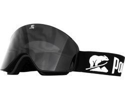 Luxe Magnetische Snowboardbril / Skibril Zwarte Lens Zwart Frame + Beschermcase & Microfiber hoes - PolarShred - Anti fog - Cat.3 - 100% UV Bescherming - VLT 16%