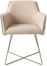 Eetkamerstoel - Stoel - Kuipstoel - Kuipstoelen - Eetkamerstoelen - Stoel Eetkamer - Beige - Goud - 59 cm breed