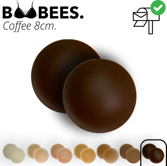BOOBEES Nipple Covers - 8cm - Coffee - Peau foncée - Auto-adhésif - Patchs pour mamelons - Siliconen - Réutilisable - Résistant à l'eau - Accessoire de soutien- BH