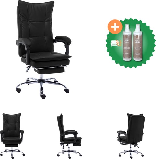 vidaXL Kantoorstoel kunstleer zwart - Bureaustoel - Inclusief Onderhoudsset