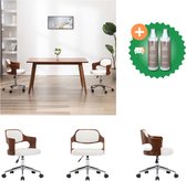 vidaXL Kantoorstoel draaibaar gebogen hout en kunstleer wit - Bureaustoel - Inclusief Onderhoudsset