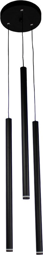Ronde hanglamp langwerpig Ø18CM | 50CM kokers | Zwart met witte rand | 3x G9 fitting