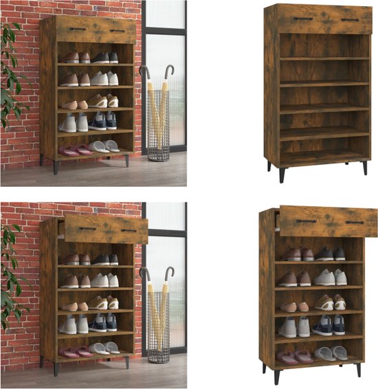 vidaXL Schoenenkast 60x35x92 cm bewerkt hout grijs sonoma eikenkleurig