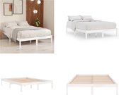 vidaXL Bedframe massief grenenhout wit 140x200 cm - Bedframe - Bedframe - Bed Frame - Bed Frames