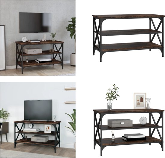 vidaXL Tv-meubel 80x40x50 cm bewerkt hout gerookt eikenkleurig - Tv-kast - Tv-kasten - Tv-meubel - Hifi-meubel