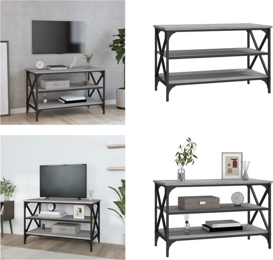 vidaXL Tv-meubel 80x40x50 cm bewerkt hout grijs sonoma eikenkleurig - Tv-kast - Tv-kasten - Tv-meubel - Hifi-meubel