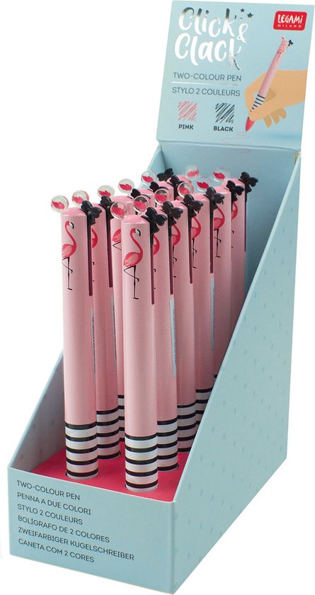 Stylo Bille Legami Click&Clack - Deux Couleurs Bleu Et Vert - Design Italien Innovant 1,2x14cm