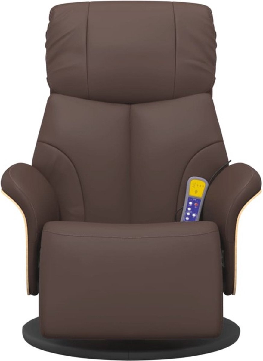 vidaXL Massagestoel - verstelbaar - met - voetensteun - kunstleer - bruin