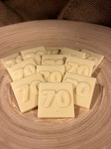 Chocolade cijfer 70 | Getal 70 chocola | Cadeau voor verjaardag of jubileum | Smaak Wit