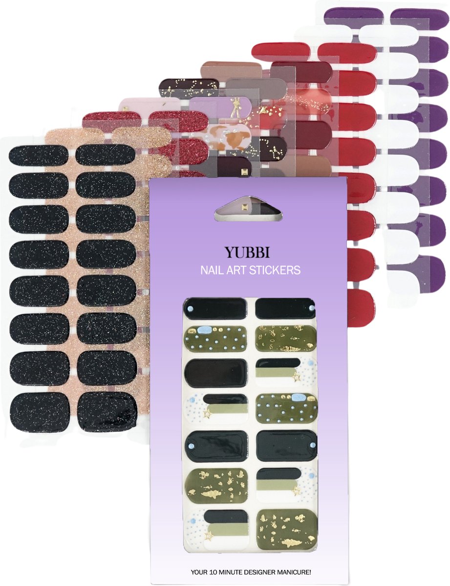 Goedkoopste YUBBI Nail Art Nagel Stickers - Nail Wraps - Stencils - Zelfklevend - 10 Vellen - Assortiment