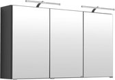 Spiegelkast Bobbi 120cm model 2 3 deuren & ledverlichting - grafiet