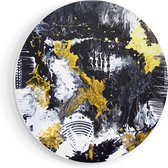 Artaza Forex Muurcirkel Abstracte Kunst met Zwart, Wit en Goud - 60x60 cm - Wandbord - Wandcirkel - Rond Schilderij - Wanddecoratie Cirkel