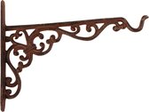 1x Crochets de pot suspendus marron en métal avec des boucles gracieuses - 26 x 18 cm - Cintres muraux pour jardinières / bacs à fleurs - Décorations de Jardin/ mur