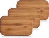 3x Rechthoekige bamboe houten snijplanken 22 cm - Zeller - Keukenbenodigdheden - Kookbenodigdheden - Snijplanken/serveerplanken - Houten serveerborden - Snijplanken van hout