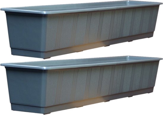 Geli Plantenbak - grijs - rechthoekig - kunststof - 80 x 17,5 cm - Bloembakken/plantenbakken voor binnen/buiten