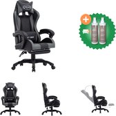 vidaXL Racestoel met voetensteun kunstleer grijs en zwart - Bureaustoel - Inclusief Onderhoudsset