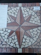 Mozaiek tegel 092 - windroos - 30 x 30 cm - rood creme - marmer
