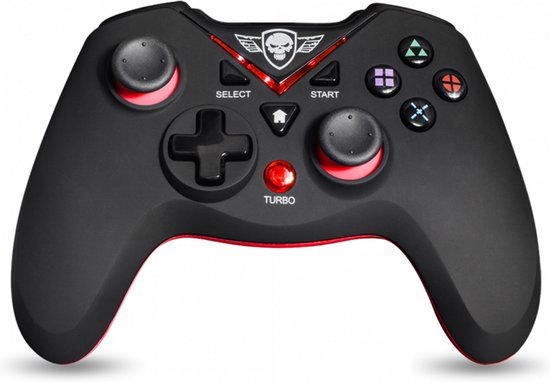 Spirit of Gamer XGP – Geschikt voor PS3 / PC – Game Controller – Draadloze Controller – Dubbele Vibratiemotor – LED-indicatoren – Turbo knop – Zwart/Rood
