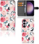 Smartphone Hoesje Geschikt voor Samsung Galaxy S24 Plus Flipcase Cadeautjes voor Moederdag Butterfly Roses