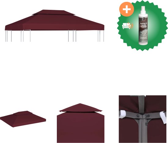 vidaXL Prieeldak 2 laags 4x3m 310 g/m² bordeaux Partytent Inclusief Reiniger