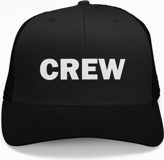 Crew Cap - Stijlvolle Zwarte Cap - Trendy CREW Cap - Black Caps - Met Klittenband - One Size fits All