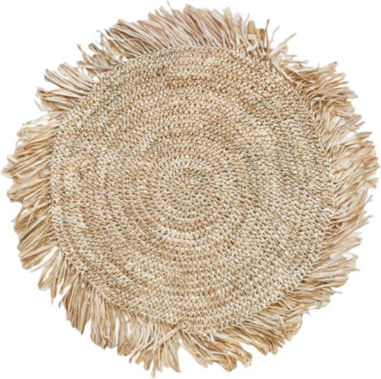 Set de Table Rond Seagrass Naturel avec Frange (43 cm)