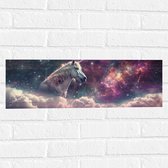 Muursticker - Eenhoorn - Unicorn - Wolken - Kleuren - Sterren - 60x20 cm Foto op Muursticker