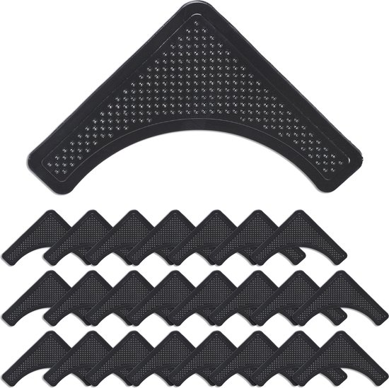 Relaxdays antislip voor onder tapijt - 24 stuks - antislip stickers zwart - antislip kleed