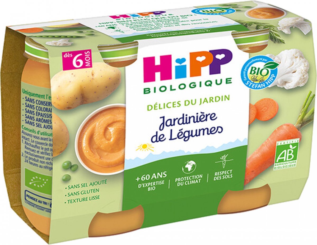 Goedkoopste HiPP Délices du Jardinière de Légumes van 6 Maanden Biologisch 2 Potten