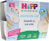 HiPP Délices de Lait Semoule au Lait Entier Vanaf 6 Maanden Biologisch 4 Potten