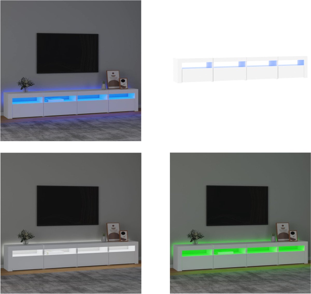 vidaXL - Tv-meubel - met - LED-verlichting - 240x35x40 - cm - wit