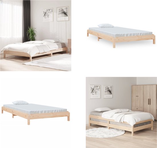 vidaXL Bed stapelbaar 80x200 cm massief grenenhout - Stapelbaar Bed - Stapelbare Bedden - Slaapmeubel - Bedframe
