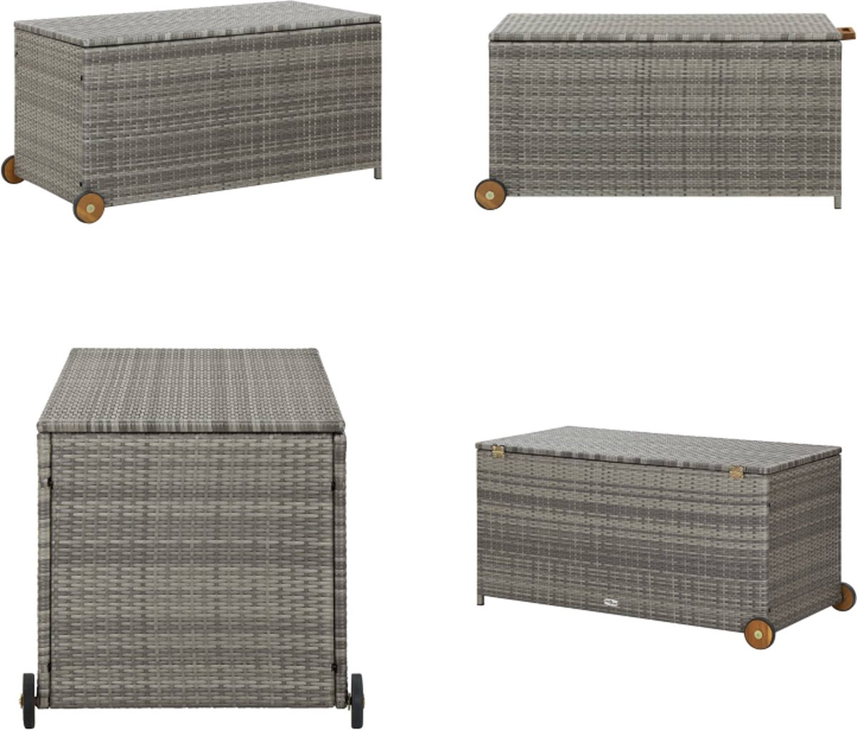 VidaXL Tuinbox 120x65x61 cm poly rattan lichtgrijs Tuinbox Tuinboxen Kussenbox Kussensboxen