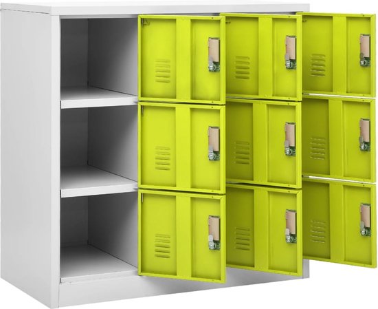 vidaXL Armoires à casiers 5 pcs 90x45x92-5 cm Acier Gris clair et vert - Armoire de casier - Armoires à casiers - Armoire de casier - Armoires de casier
