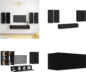 vidaXL 6-delige Tv-meubelset spaanplaat zwart - Tv-kastenset - Tv-kastensets - Tv-kasten - Tv-meubelset