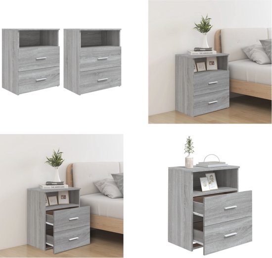 vidaXL Nachtkastjes 2 st 40x35x70 cm bewerkt hout sonoma eikenkleurig
